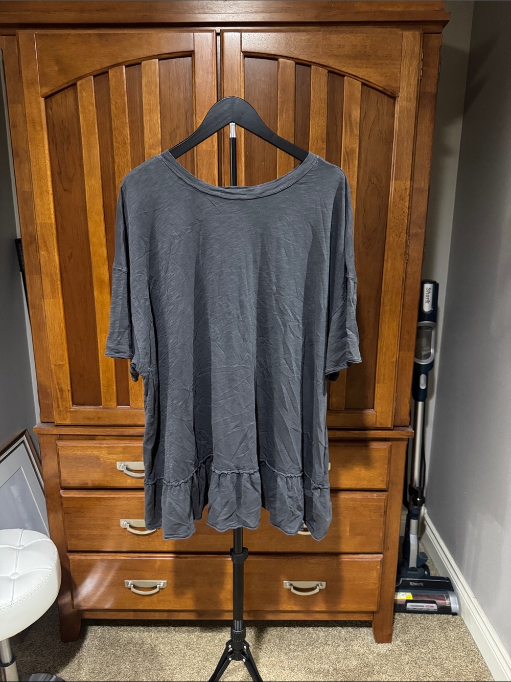 torrid Gray Ruffle-Hem Relaxed Tunic Top
